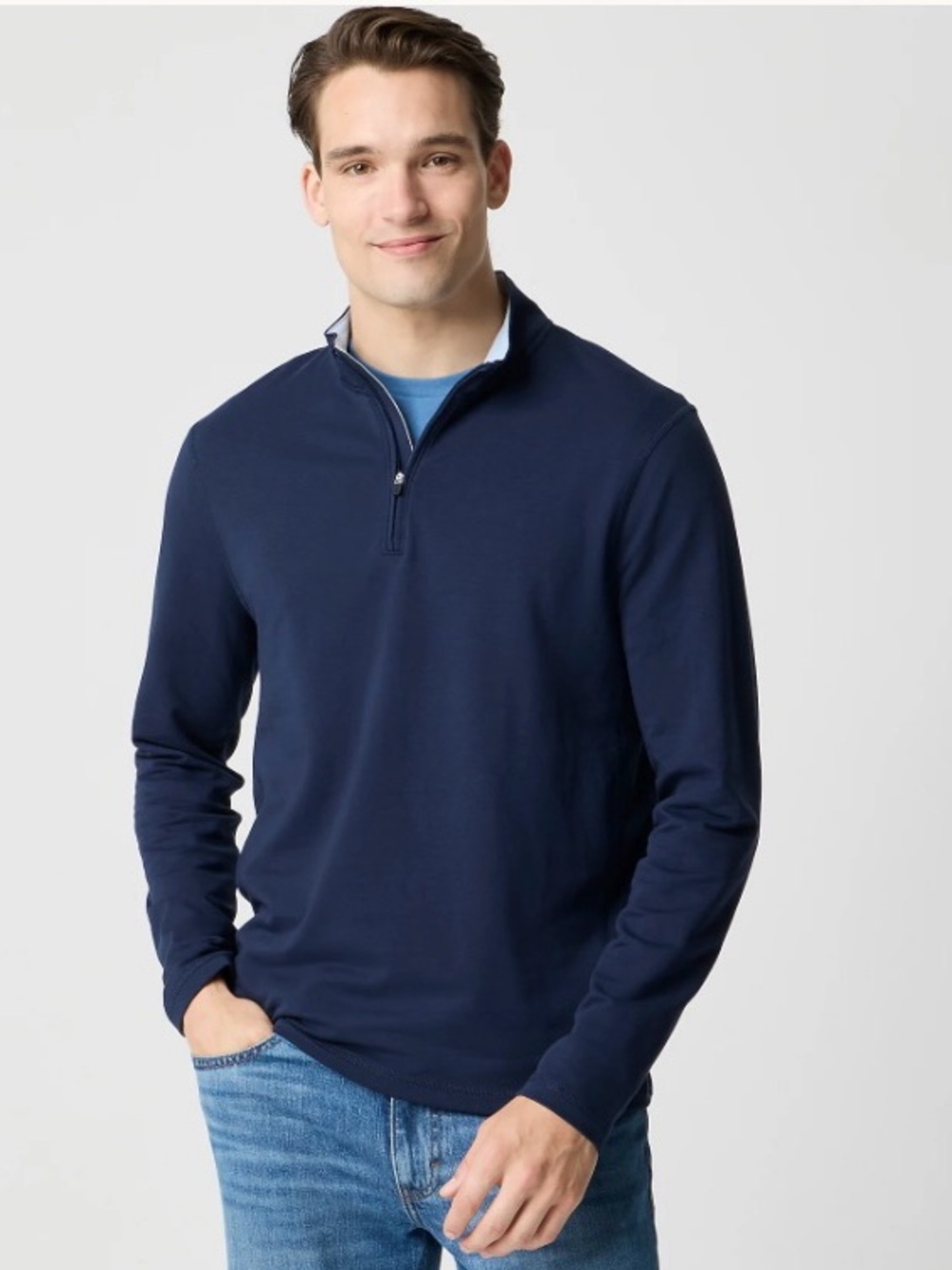 J Crew Men's Navy Quarter-Zip performance Pullover